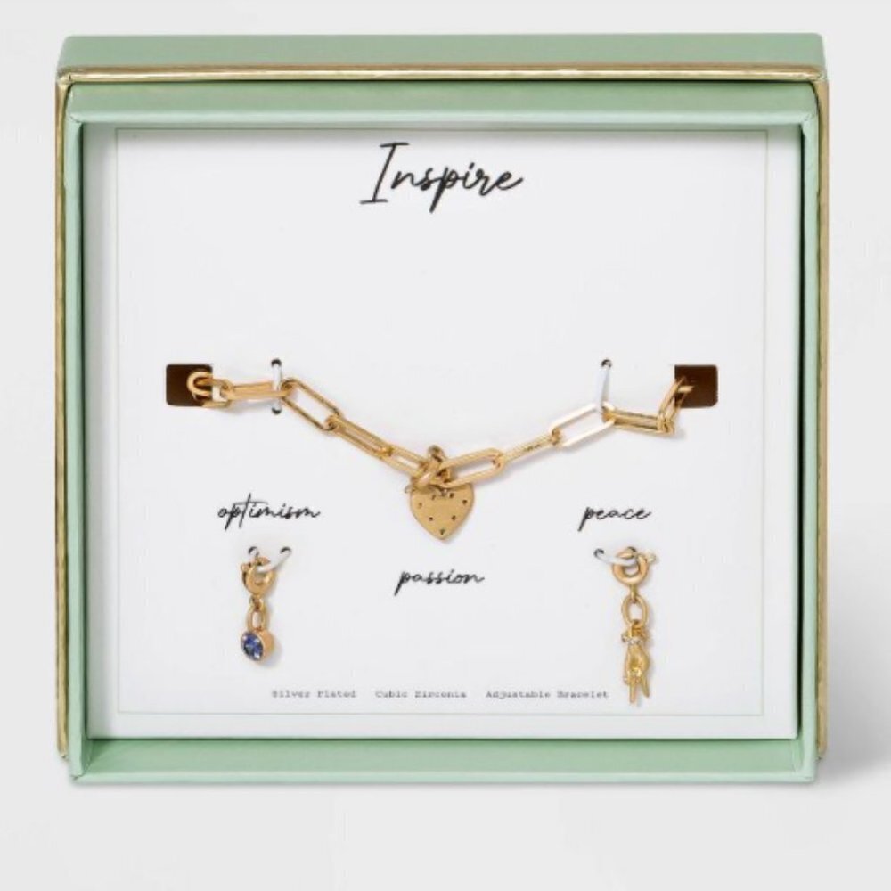 Charm Bracelet Gold Dipped Silver Plated Interchangeable Inspire Set Jewelry